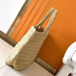 Saint Laurent Rive Gauche Tote Bag in Beige Raffia Crochet - Image 9