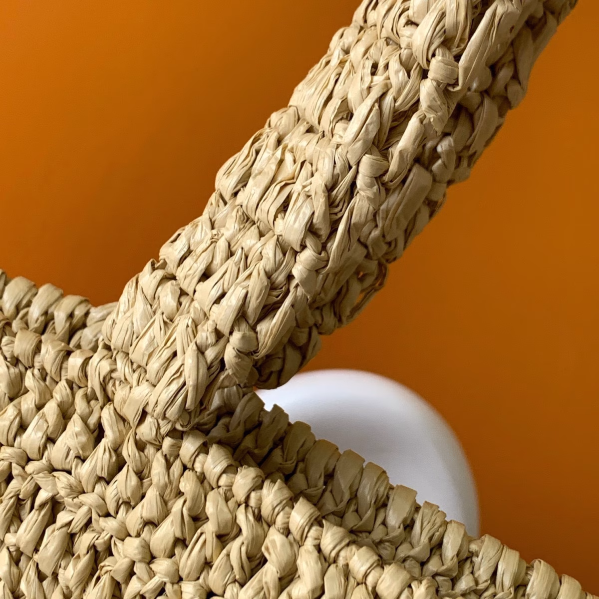 Saint Laurent Rive Gauche Tote Bag in Beige Raffia Crochet - Image 2
