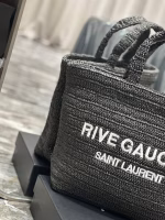 Saint Laurent Rive Gauche Tote Bag in Black Raffia Crochet - Image 9