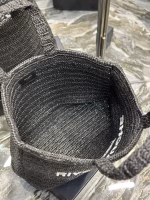 Saint Laurent Rive Gauche Tote Bag in Black Raffia Crochet - Image 4