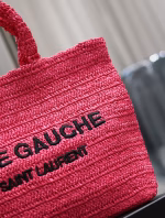 Saint Laurent Rive Gauche Tote Bag in Neon Pink Raffia Crochet - Image 2