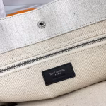 Saint Laurent Rive Gauche Small Tote Bag in White Linen and Leather - Image 4