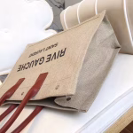 Saint Laurent Rive Gauche Tote Bag With Tan Handle - Image 10