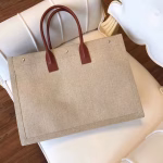 Saint Laurent Rive Gauche Tote Bag With Tan Handle - Image 3