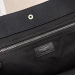 Saint Laurent Rive Gauche Tote Bag in Black Linen and Leather - Image 3