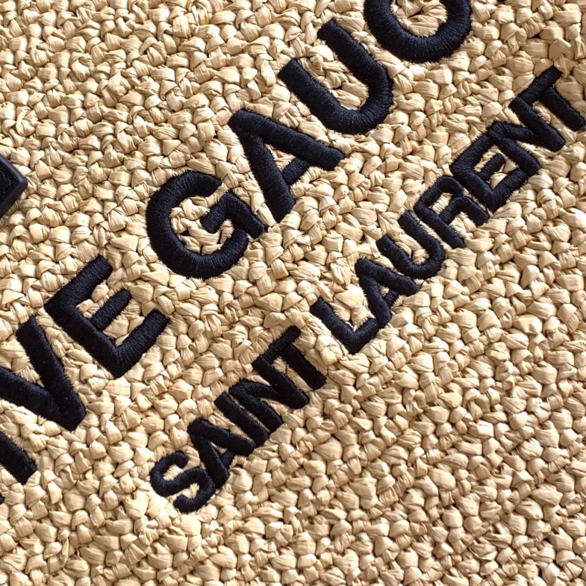 Saint Laurent Rive Gauche Tote Bag in Beige Raffia and Leather - Image 10