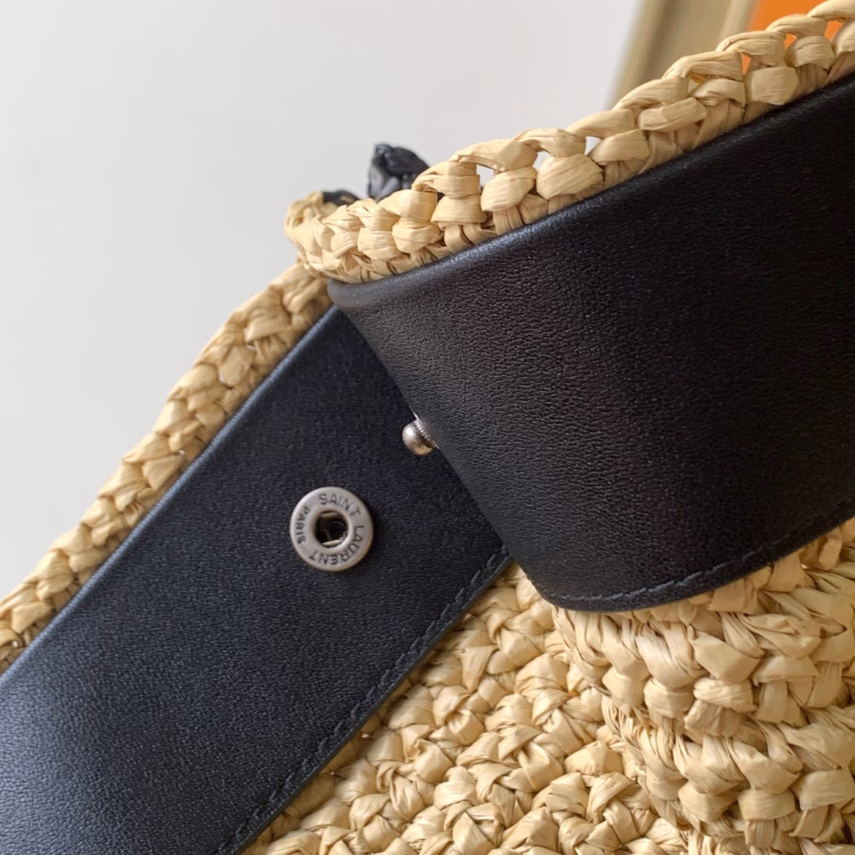 Saint Laurent Rive Gauche Tote Bag in Beige Raffia and Leather - Image 3