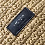 Saint Laurent Rive Gauche Tote Bag in Beige Raffia and Leather - Image 4