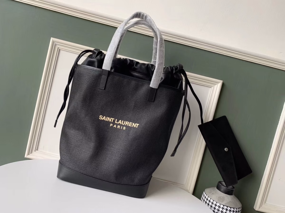 Saint Laurent Teddy Shopping Bag In Black Raffia - Image 6