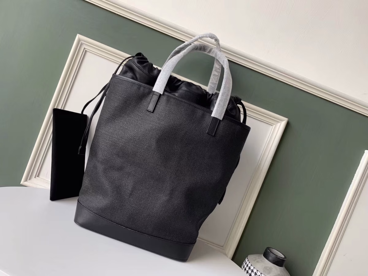 Saint Laurent Teddy Shopping Bag In Black Raffia - Image 4