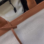 Saint Laurent Tag Shopping Bag In Canvas And Brown Leather - Image 7