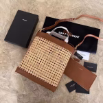 Saint Laurent N/S Toy Shopping Bag In Woven Cane And Leather - Image 9