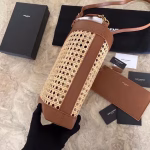 Saint Laurent N/S Toy Shopping Bag In Woven Cane And Leather - Image 2