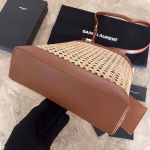 Saint Laurent N/S Toy Shopping Bag In Woven Cane And Leather - Image 3