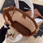 Saint Laurent N/S Toy Shopping Bag In Woven Cane And Leather - Image 4