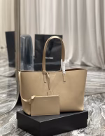 Saint Laurent Shopping Tote Bag in Beige Leather - Image 8