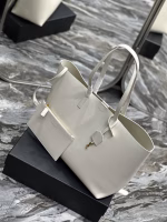 Saint Laurent Shopping Tote Bag in White Leather - Image 9