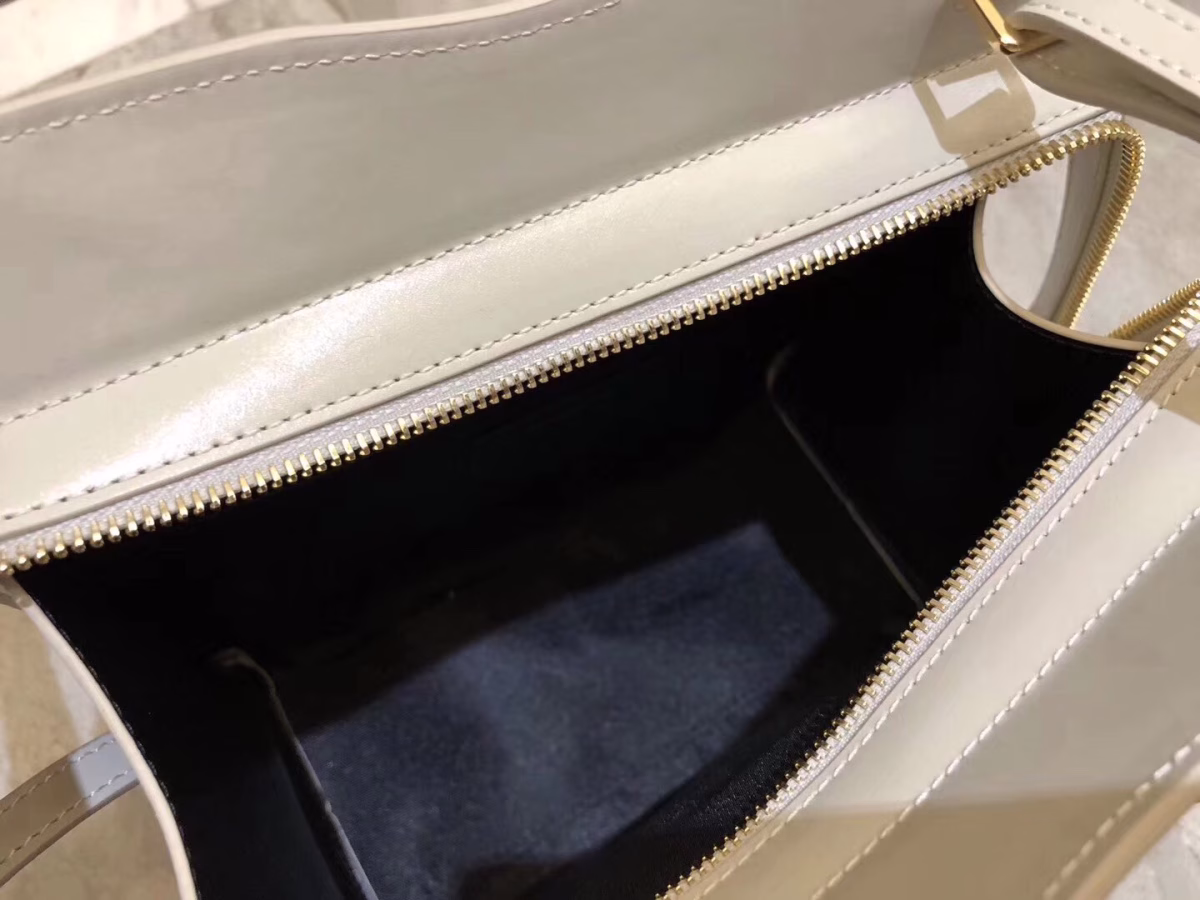 Saint Laurent Small Uptown Tote In Blanc Calfskin - Image 6