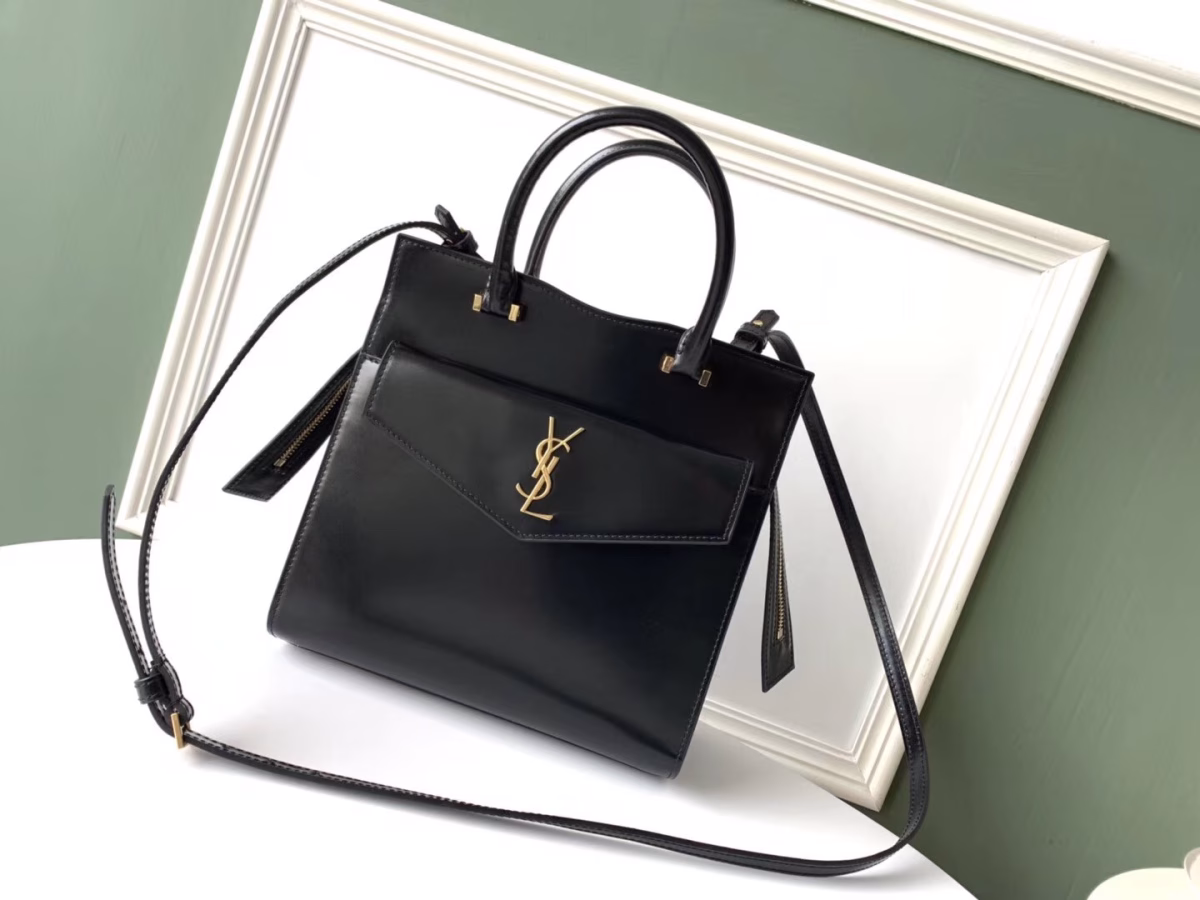 Saint Laurent Small Uptown Tote In Black Calfskin - Image 6