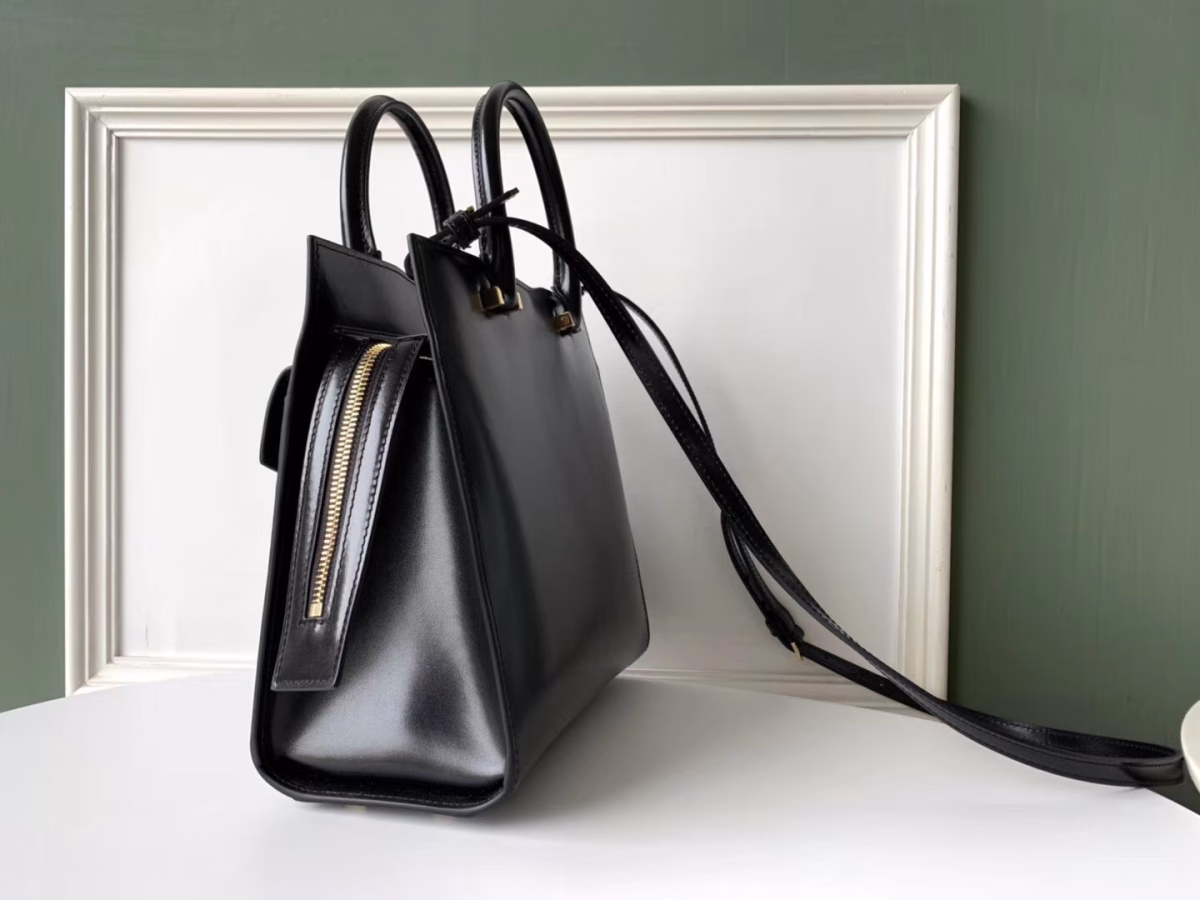 Saint Laurent Small Uptown Tote In Black Calfskin - Image 3