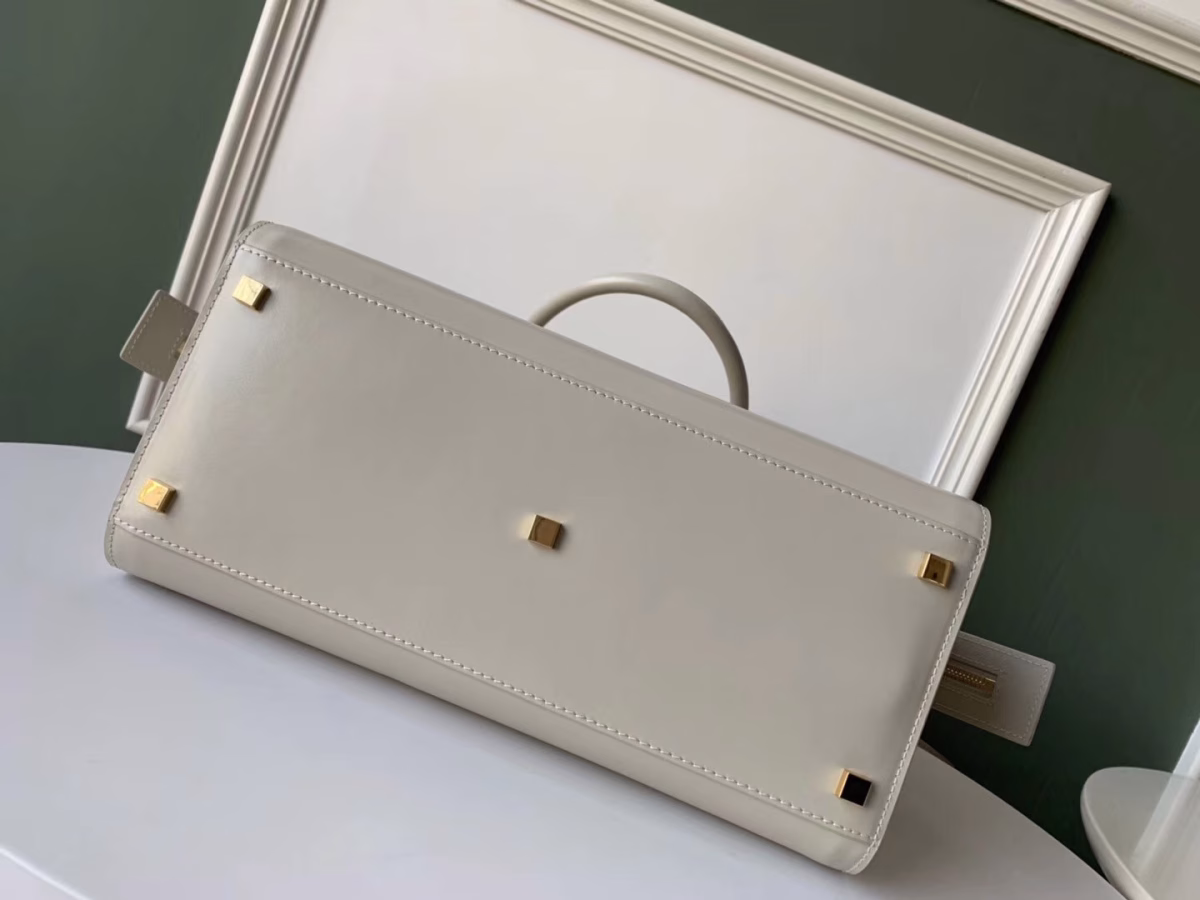 Saint Laurent Uptown Medium Tote In Blanc Calfskin - Image 9