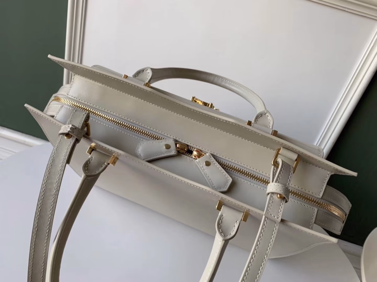 Saint Laurent Uptown Medium Tote In Blanc Calfskin - Image 2