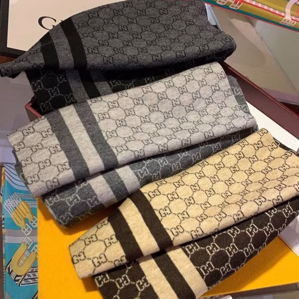 1 GUCCI Men's Classic Large G Jacquard Cashmere Scarf - Image 1