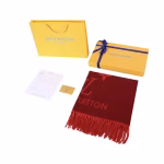 LV Louis Vuitton Red Double-Sided Pure Cashmere Fringed Scarf