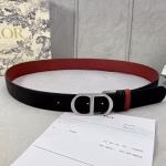 Dior Grained Calfskin Leather Belt with Cut-Out "CD" Buckle