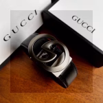 Gucci Gunmetal Double G Automatic Buckle Belt - Image 7