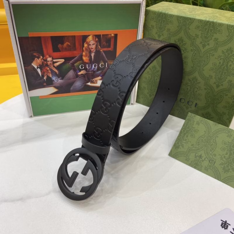 1 GUCCI Men's Black Genuine Leather Belt - Image 1