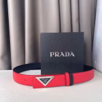 Prada Top-Grain Cowhide Belt with Triangular Logo Buckle