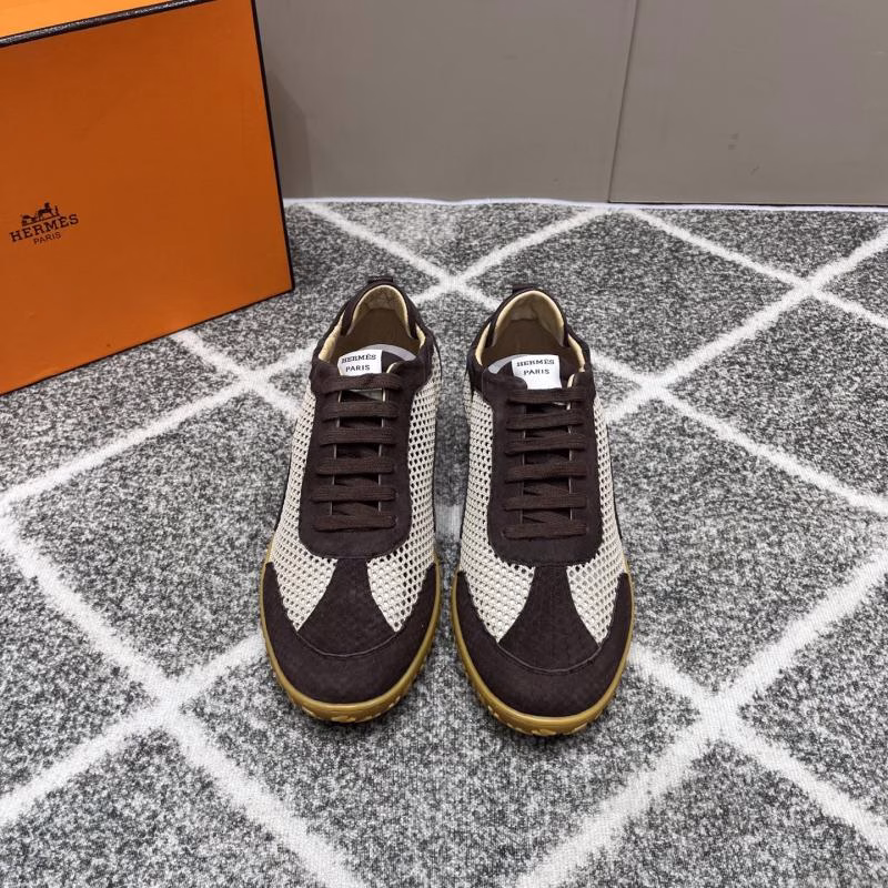 1 Hermès Men's Cowhide Patchwork Casual Athletic Sneakers - Image 1