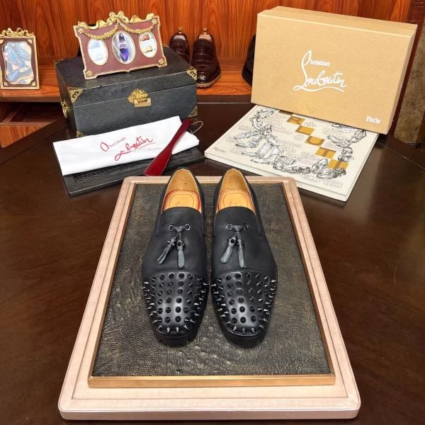 1 Christian Louboutin Red-Sole Leather Shoes - Image 1