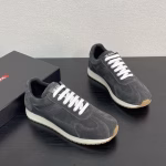 PRADA Men's New Suede Calfskin Enamel Logo Platform Sneakers