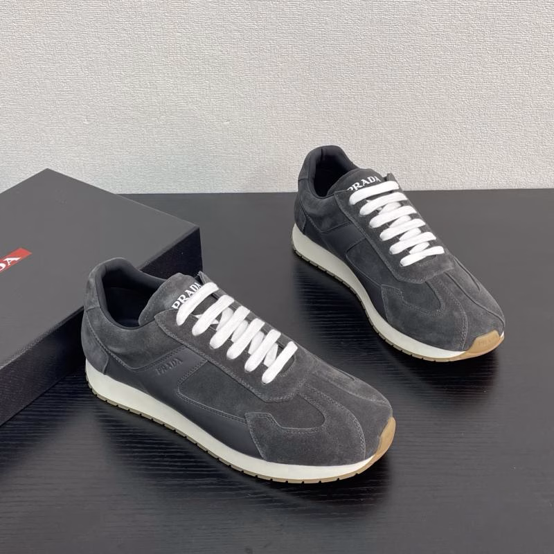 1 PRADA Men's New Suede Calfskin Enamel Logo Platform Sneakers - Image 1