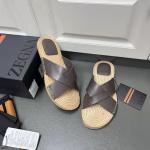 ZEGNA Ermenegildo Zegna Wu Lei's Same Style Calfskin Hemp Rope Woven Midsole Slippers