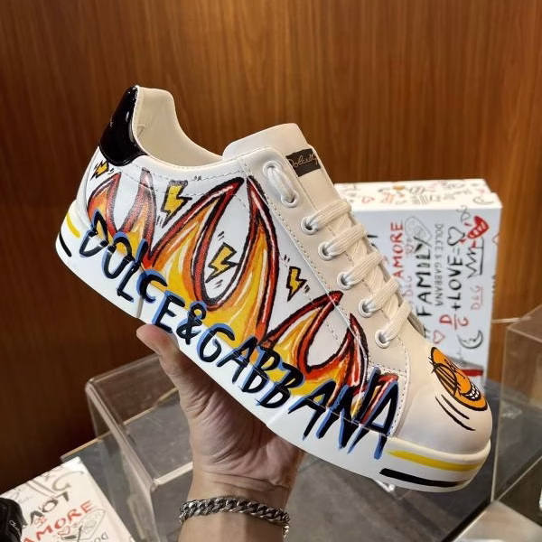 1 Dolce & Gabbana Street Graffiti Portofino Calfskin Sneakers - Image 1