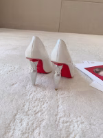 Christian Louboutin Silk Crystal Lipstick White High-Heel Pumps - Image 9