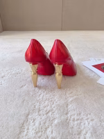 Christian Louboutin Silk Crystal Lipstick High-Heel Red Pumps - Image 9