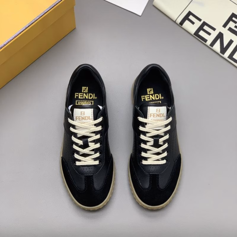1 Fendi Couple's Low-Top Lace-Up Casual Shoes (Black) - Image 1