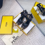 Fendi 2025 Double FF Pointed-Toe High-Heel Sandals