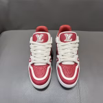 LV's new Trainer red and white sports shoes