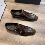 【Gucci】Gucci men's leather shoes in pearl-colored calfskin