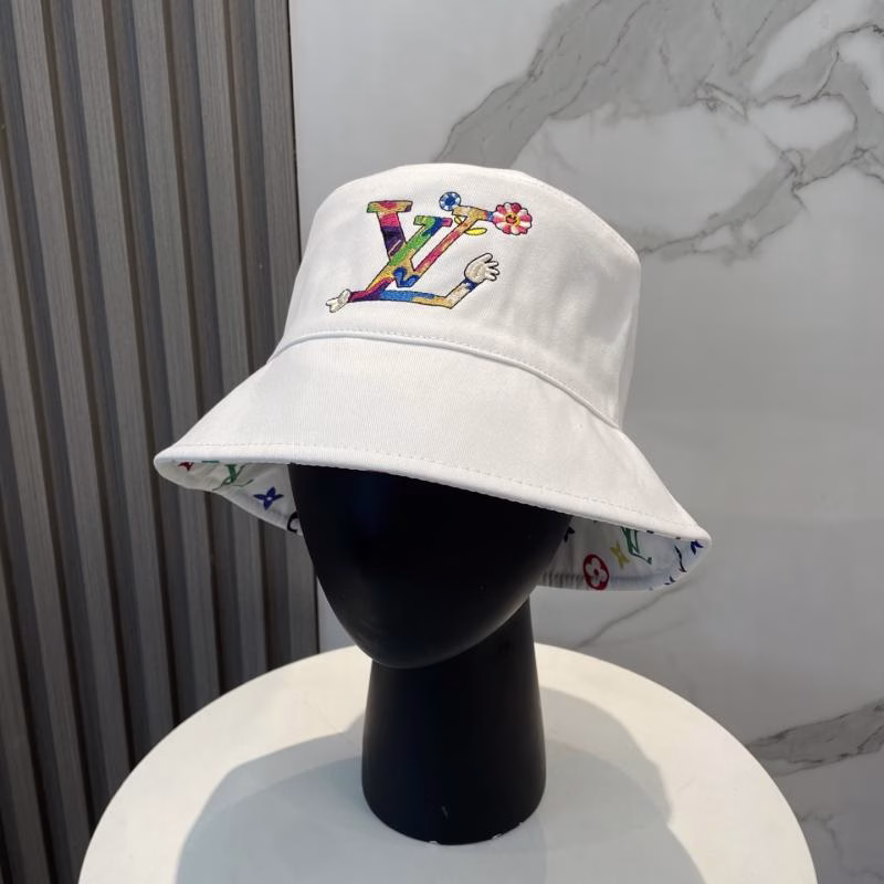 1 LV Louis Vuitton Classic White Bucket Hat - Image 1