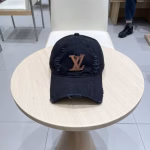 LV High-Quality Distressed Denim Visor Baseball Cap