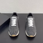 PRADA Men's New Suede Calfskin Enamel Logo Platform Sneakers - Image 2