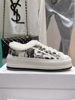 Dior Embroidered Platform Fleece-Lined Casual Shoes - Image 4