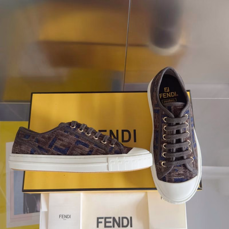 2 Fendi Domino Collection Monogram FF Canvas Couples' Casual Sports Skate Shoes - Image 1