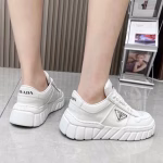 2022 New Prada White Shoes with Triangle Logo